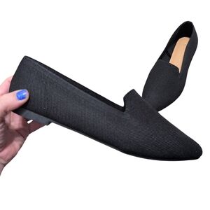 Olivia & Kate Smoker Ballerina Black Knit Flats Pointed Toe Size 8.5
